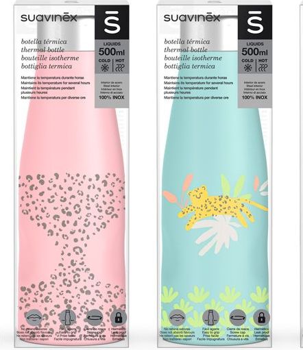 Suavinex Termo nerezová láhev 500 ml Jungle Pink 2021 - obrázek 2