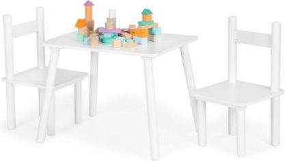 ECO TOYS Dětský nábytek, stoleček + dvě židličky - bílá - obrázek 1