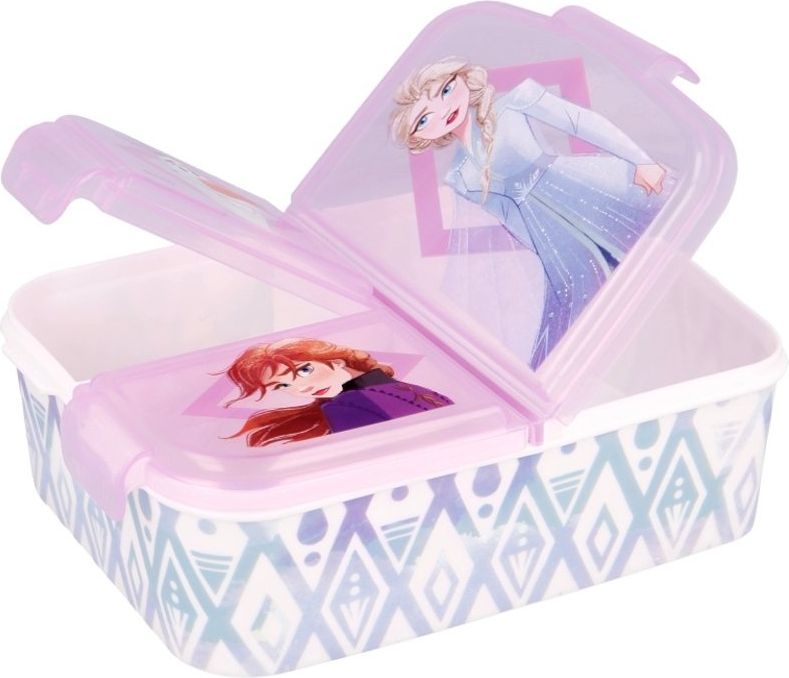 Stor · Multibox na svačinu Ledové království - Frozen se 3 přihrádkami a obrázky princezen Anny, Elsy a sněhuláka Olafa - obrázek 1