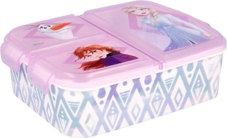 Stor · Multibox na svačinu Ledové království - Frozen se 3 přihrádkami a obrázky princezen Anny, Elsy a sněhuláka Olafa - obrázek 2