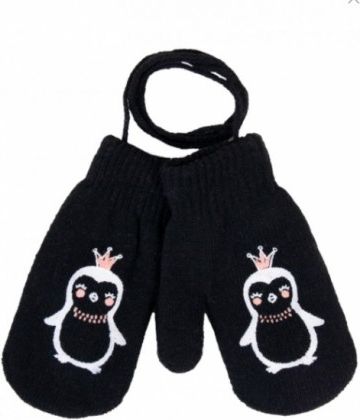YO ! Zimní kojenecké rukavičky se šňůrkou a potiskem - dívčí vzory/černé, vel. 80/92 - obrázek 1