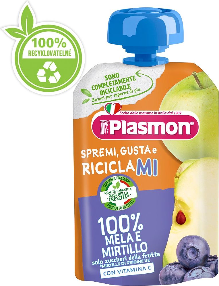 PLASMON Kapsička ovocná jablko a borůvka 100 g, 6m+ - obrázek 1
