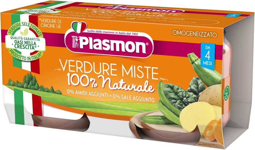 PLASMON Příkrm bezlepkový zeleninový mix 2x80 g, 4m+ - obrázek 1