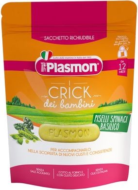 PLASMON Sušenky zeleninové Crick špenát, hrášek a bazalka 100 g, 12m+ - obrázek 1