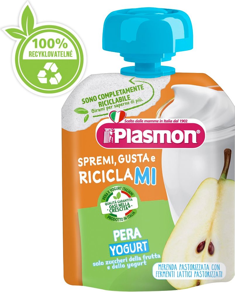PLASMON Kapsička bezlepková ovocno-jogurtová hruška 85 g, 6m+ - obrázek 1