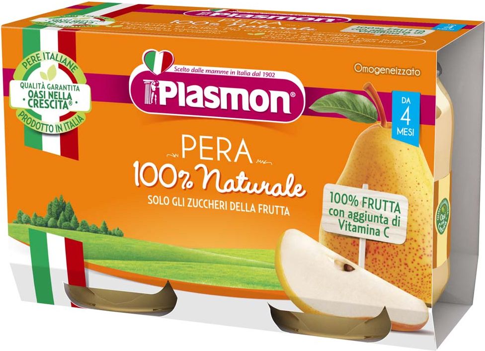 PLASMON Příkrm ovocný hruška 2x104 g, 4m+ - obrázek 1