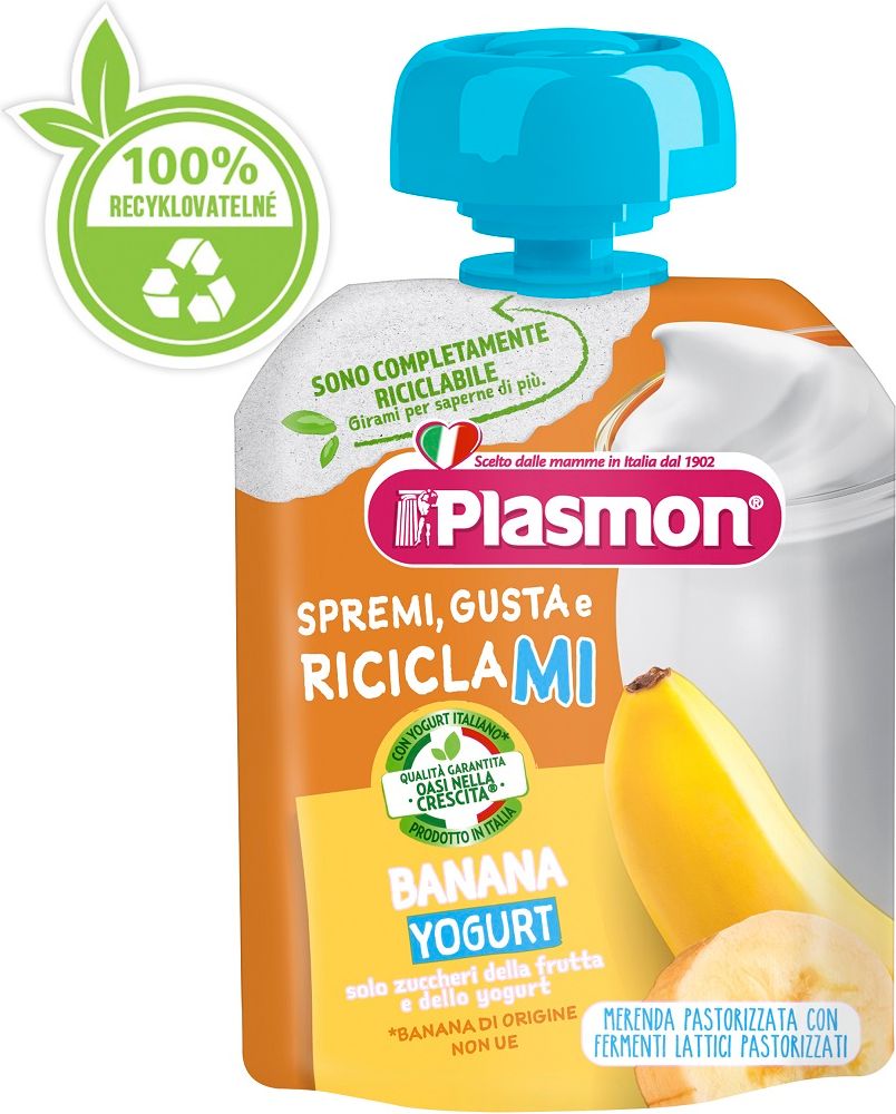 PLASMON Kapsička bezlepková ovocno-jogurtová banán 85 g, 6m+ - obrázek 1