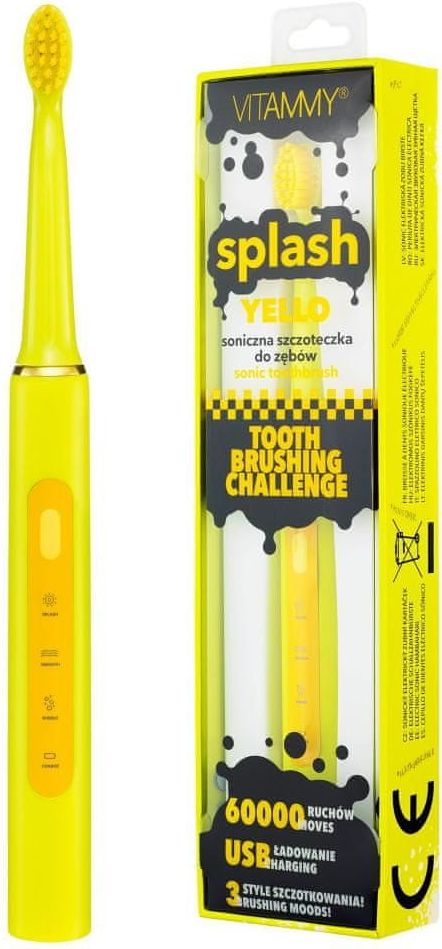 Vitammy SPLASH, Dětský sonický zubní kartáček, 8r+, žlutá/yellow/ - obrázek 1