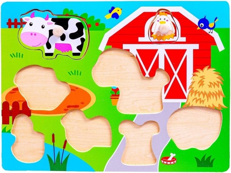 Dětské dřevěné puzzle s úchyty Smily play domácí zvířátka - obrázek 2