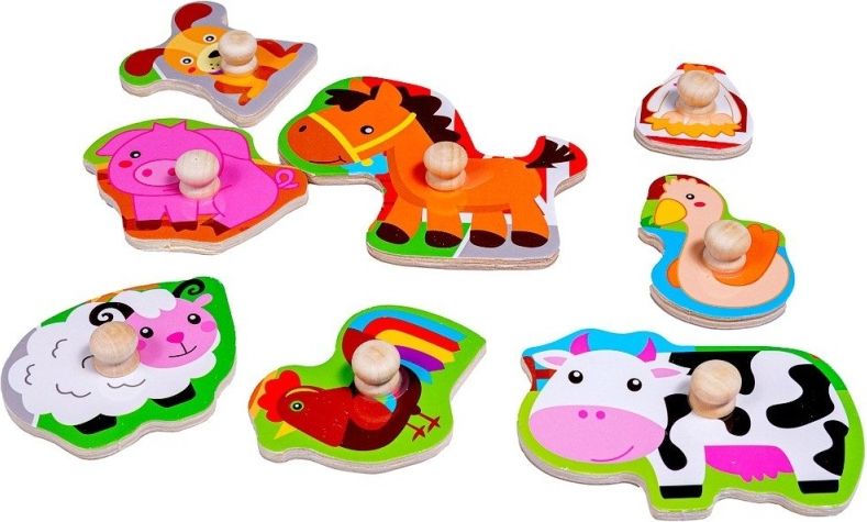 Dětské dřevěné puzzle s úchyty Smily play domácí zvířátka - obrázek 3