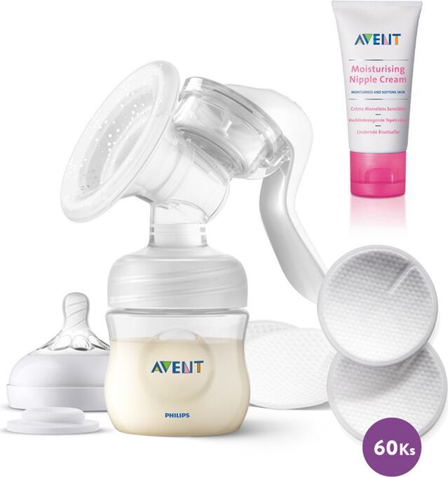 Philips AVENT Odsávačka mléka manuální + Vložky do podprsenky 60 ks + krém na bradavky - obrázek 1