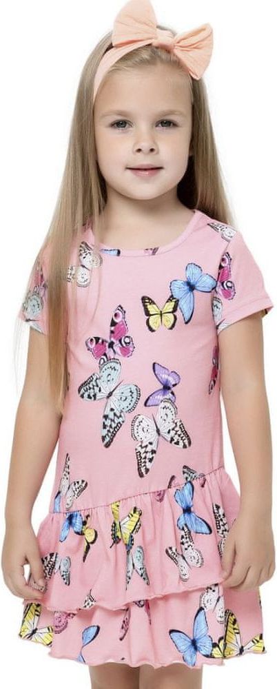 WINKIKI Dívčí šaty Motýlci - růžová - 122 - obrázek 1