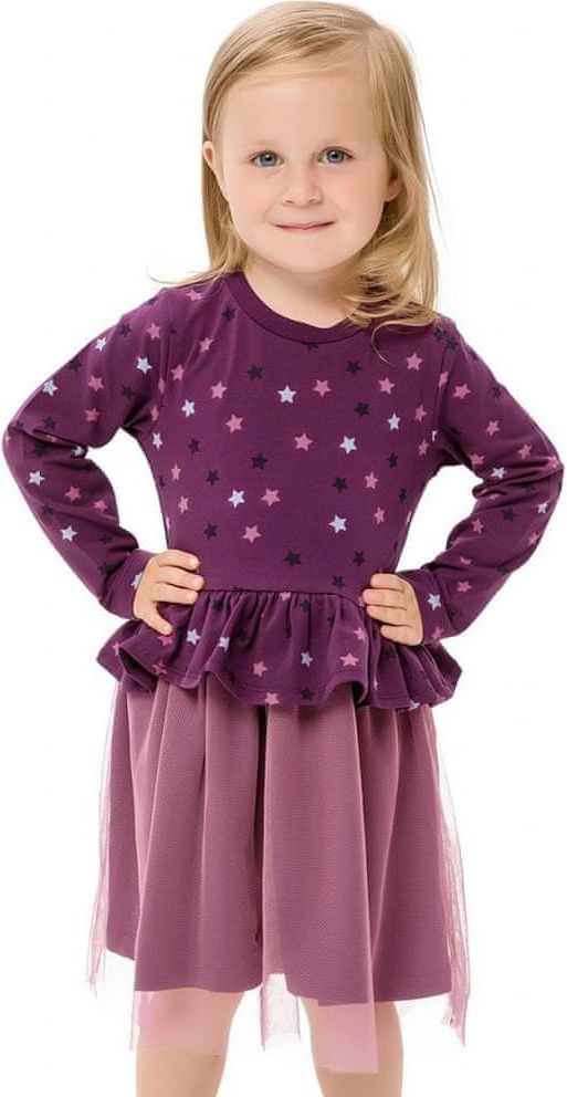 WINKIKI Dívčí šaty Hvězdička - fialová - 98 - obrázek 1