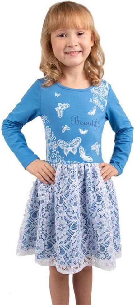 WINKIKI Dívčí šaty Beautiful - modrá/bílá - 104 - obrázek 1