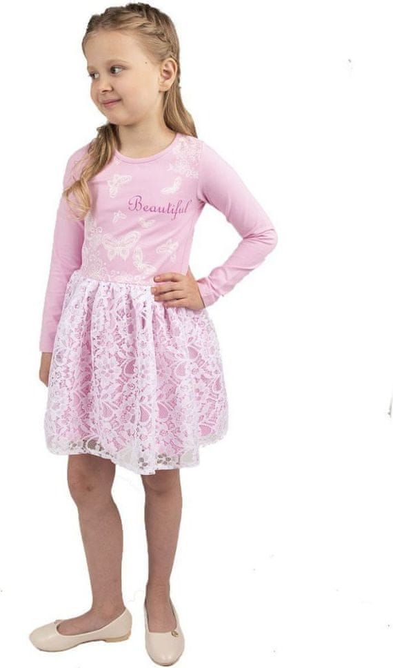 WINKIKI Dívčí šaty Beautiful - růžová/bílá - 116 - obrázek 1