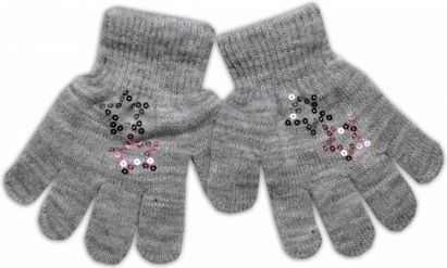 YO ! Dětské zimní prstové rukavičky s flitry Cool/hvězdička - šedé, 92/98 - obrázek 1