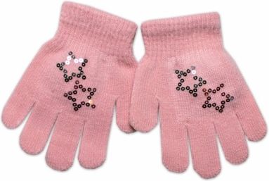 YO ! Dětské zimní prstové rukavičky s flitry Cool/hvězdička - růžové, 92/98 - obrázek 1