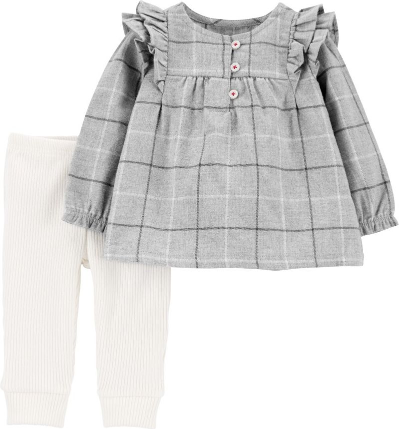 CARTER'S Set 2dílný tunika, legíny Ruffle Grey holka 12m - obrázek 1