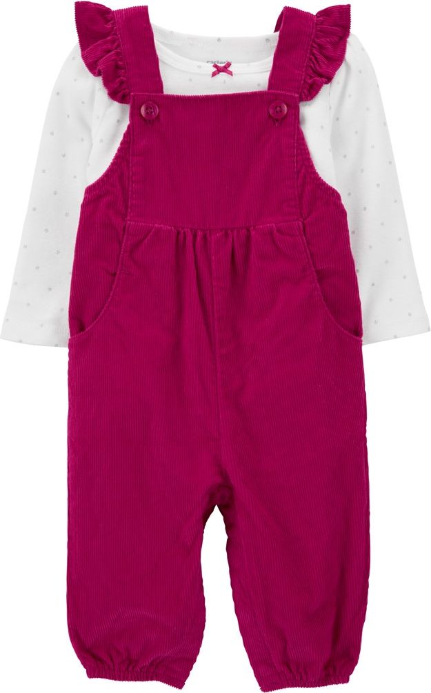 CARTER'S Set 2dílný kalhoty se šlemi, tričko dl. rukáv Berry/White holka 12m - obrázek 1