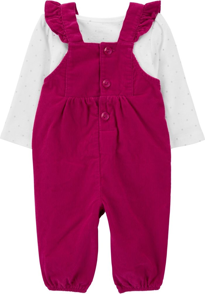 CARTER'S Set 2dílný kalhoty se šlemi, tričko dl. rukáv Berry/White holka 12m - obrázek 2
