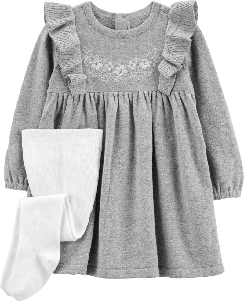 CARTER'S Set 2dílný šaty, punčochy Grey holka 3m - obrázek 1