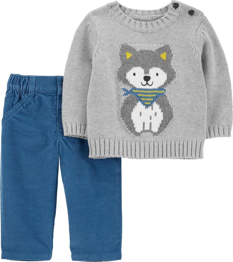 CARTER'S Set 2dílný svetr, kalhoty Dog Grey chlapec 24m - obrázek 1