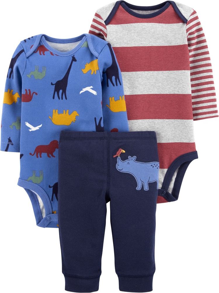 CARTER'S Set 3dílný body dl. rukáv 2ks, tepláky Blue Dino chlapec NB /vel.56 - obrázek 1