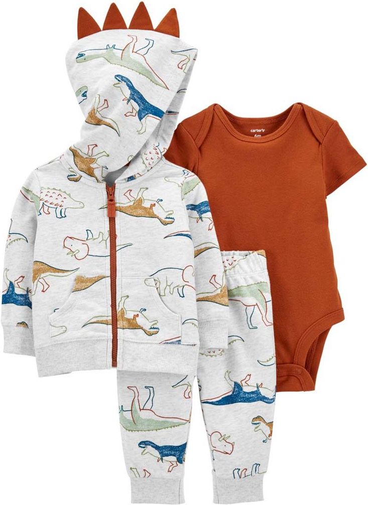 CARTER'S Set 3dílný mikina, tepláky, body kr. rukáv Brown Dino chlapec 12m - obrázek 1