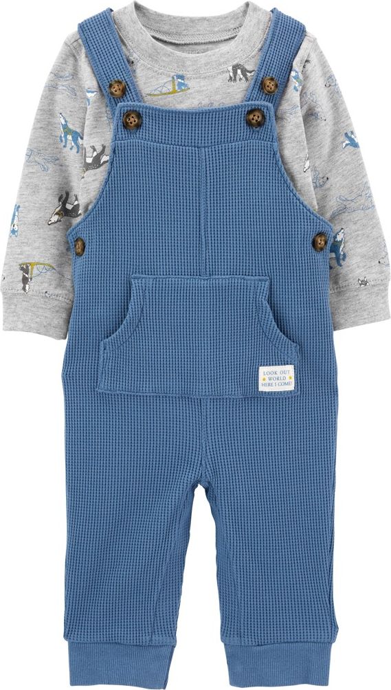 CARTER'S Set 2dílný kalhoty se šlemi, tričko dl. rukáv Dogs Blue chlapec 6m - obrázek 1