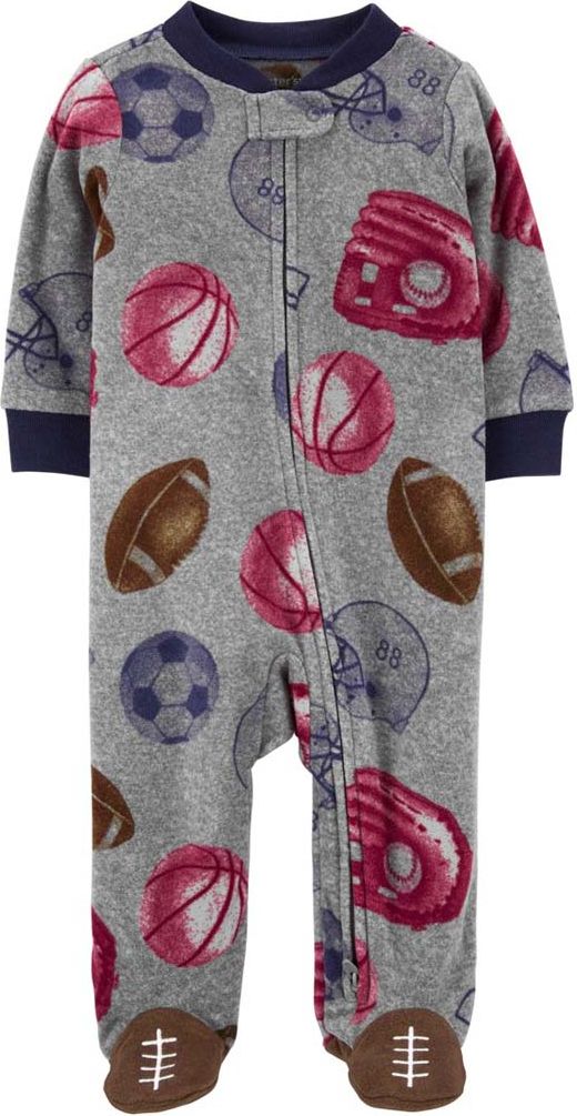 CARTER'S Overal na zip fleece Sleep & Play Grey Sports chlapec NB - obrázek 1