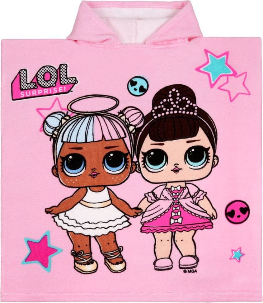 L.O.L. Surprise! Růžové pončo/ručník s kapucí a barevným vzorem panenek LOL SURPRISE - obrázek 1