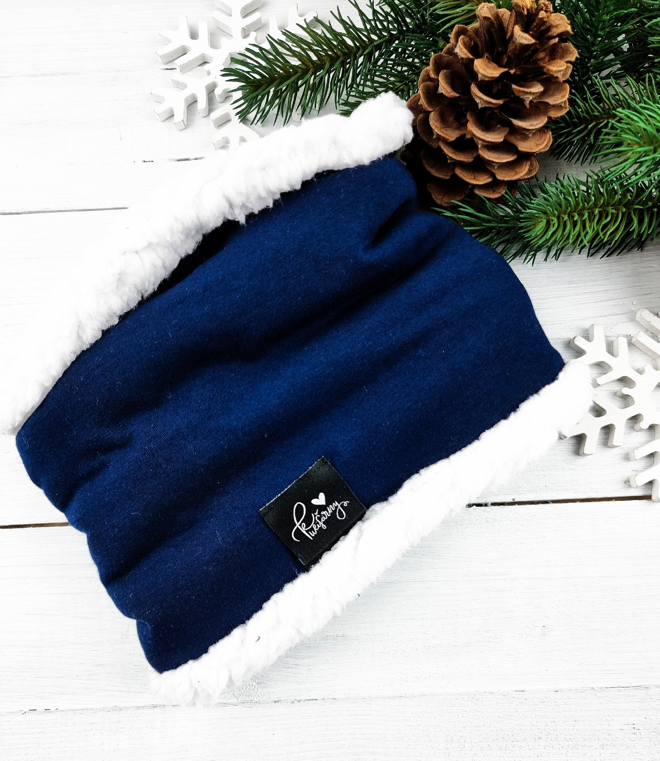 Kulišárny (handmade) Nákrčník s beránkem ,,navy,, white 98-104 sklad š VELIKOST: 98-104 - obrázek 1