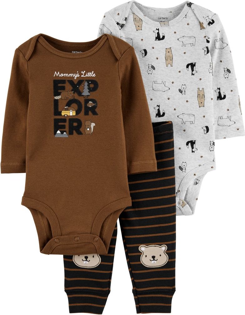 CARTER'S Set 3dílný body dl. rukáv 2ks, tepláky Brown Beaver chlapec 6m - obrázek 1