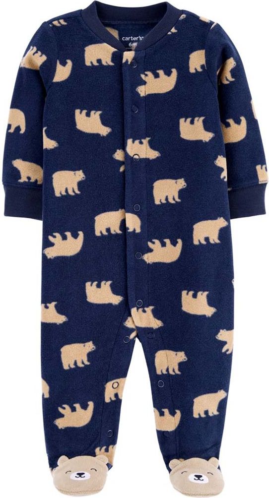 CARTER'S Overal na druky fleece Sleep & Play Navy Bears chlapec NB - obrázek 1