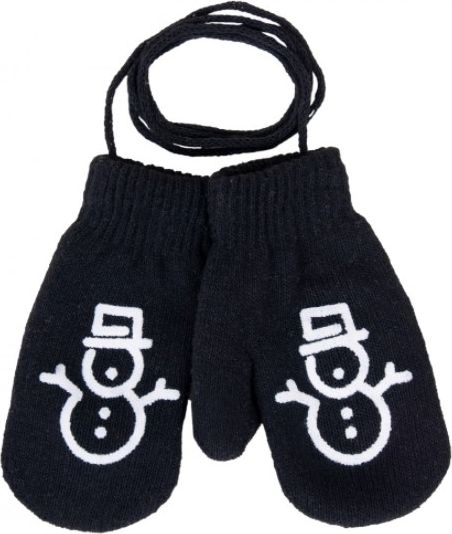 YO !  YO ! Zimní kojenecké rukavičky se šňůrkou a potiskem - chlapecké vzory/černé, vel. 80/92 - obrázek 1