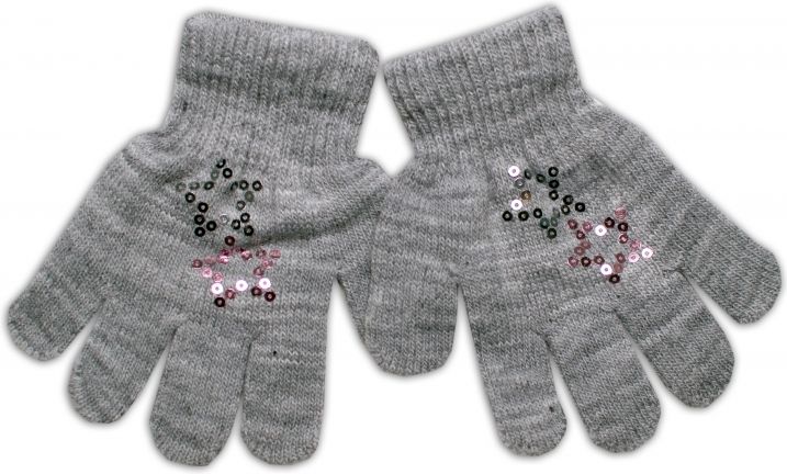 YO !  YO ! Dětské zimní prstové rukavičky s flitry Cool/hvězdička - šedé, 92/98 - obrázek 1