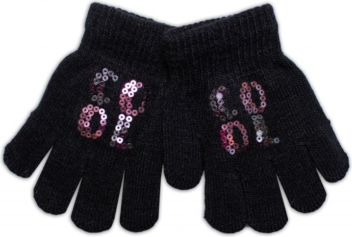 YO !  YO ! Dětské zimní prstové rukavičky s flitry Cool/hvězdička - černé, 92/98 - obrázek 1