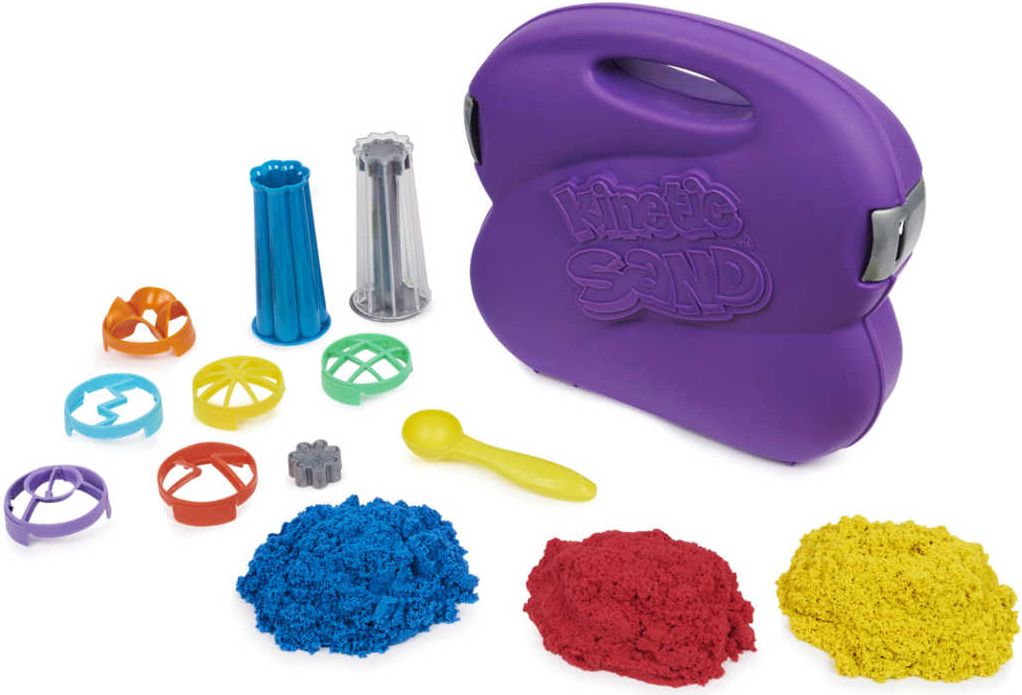Kinetic Sand písek magický kreativní set 3 barvy s nástroji v kufříku - obrázek 4
