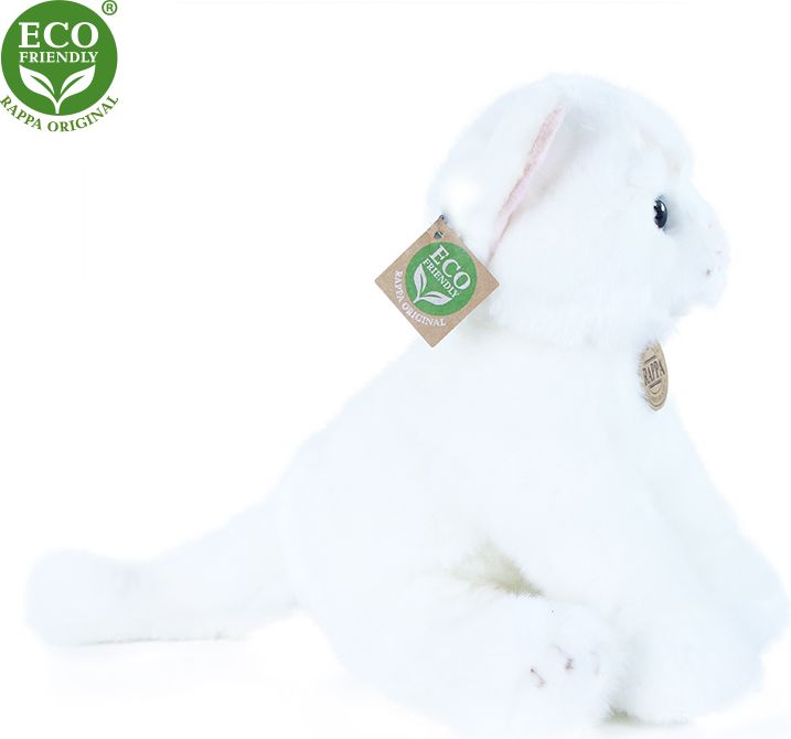 RAPPA Plyšová kočka sedící bílá30cm ECO-FRIENDLY - obrázek 1