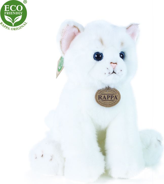 RAPPA Plyšová kočka sedící bílá30cm ECO-FRIENDLY - obrázek 2