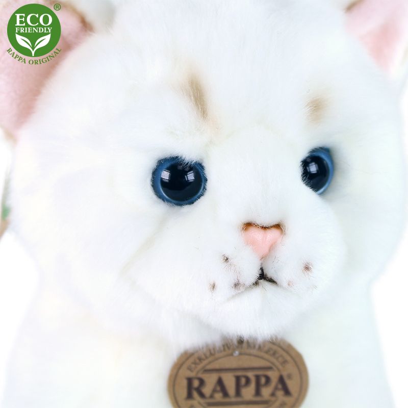 RAPPA Plyšová kočka sedící bílá30cm ECO-FRIENDLY - obrázek 3