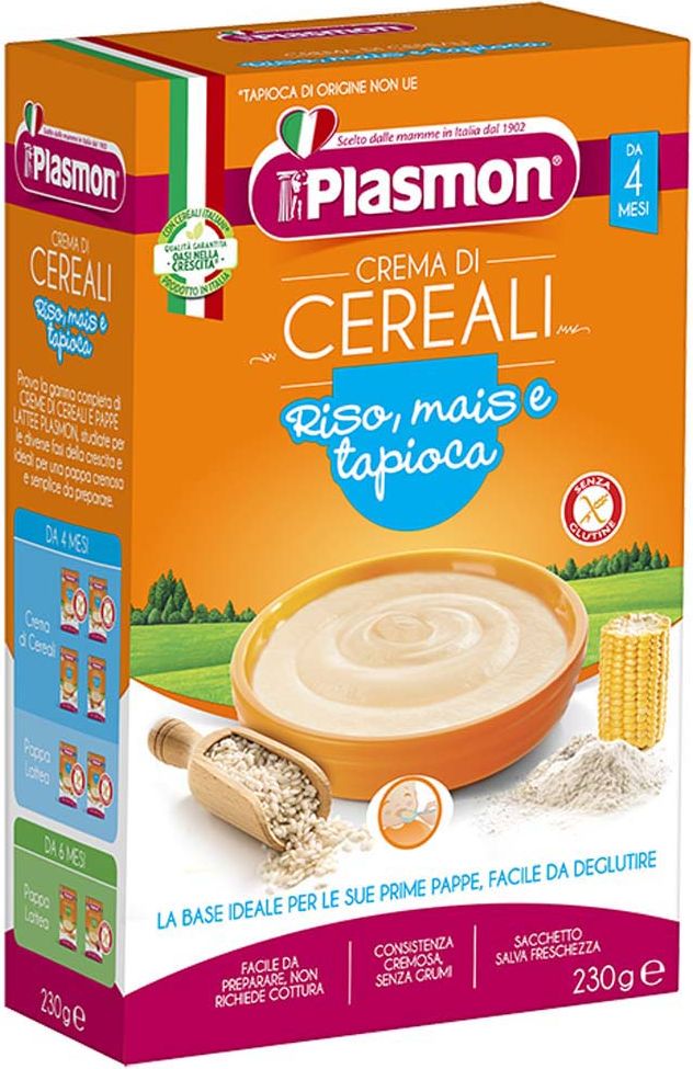 PLASMON Kaše bezlepková z rýže, kukuřice a tapioky 230 g, 4m+ - obrázek 1