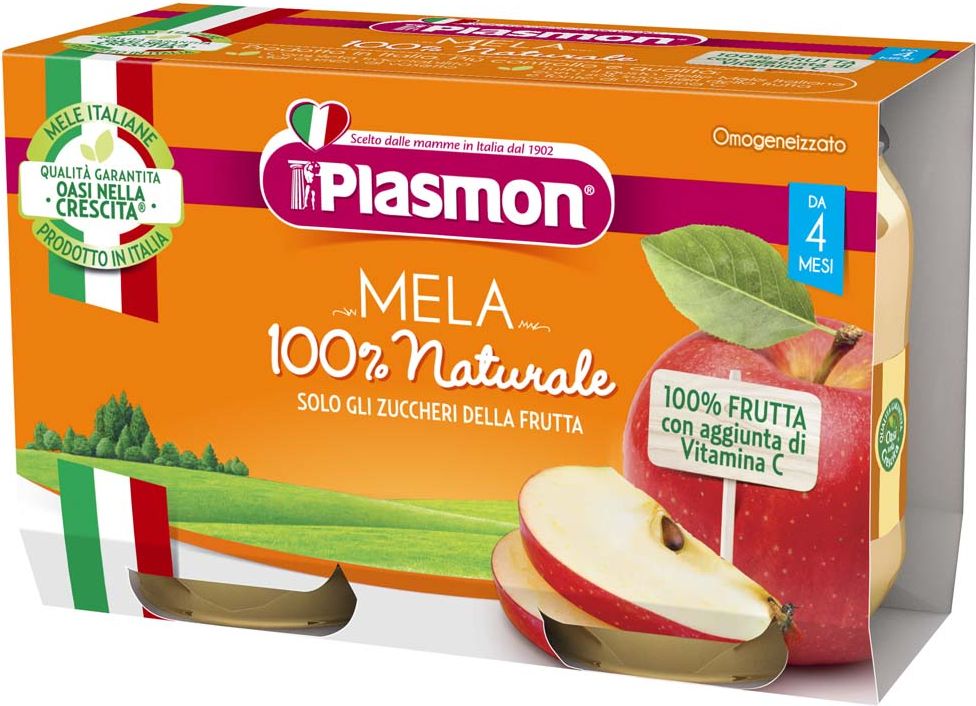 PLASMON Příkrm ovocný jablko 2x104 g, 4m+ - obrázek 1