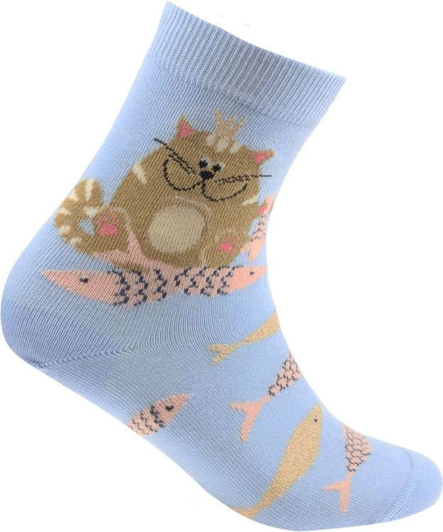 Dívčí vzorované ponožky WOLA KOČKA modré Velikost: 39-41 - obrázek 1