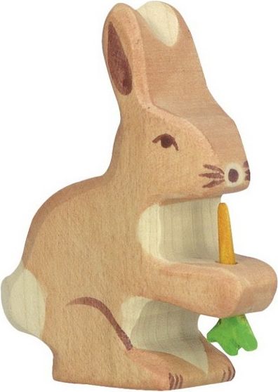Holztiger - Dřevěné zvířátko, Zajíc s mrkví - obrázek 1