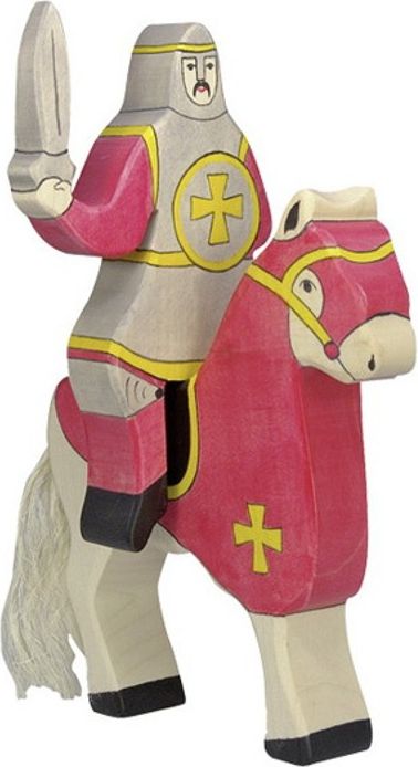 Holztiger - Dřevěný starověk, Rytíř s koněm červený - obrázek 1