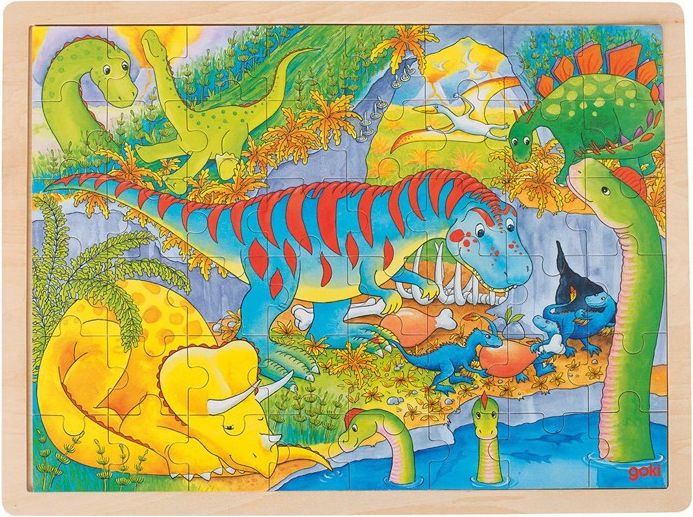 Puzzle na desce - Velké A3, Dinosauři, 48ks (Goki) - obrázek 1