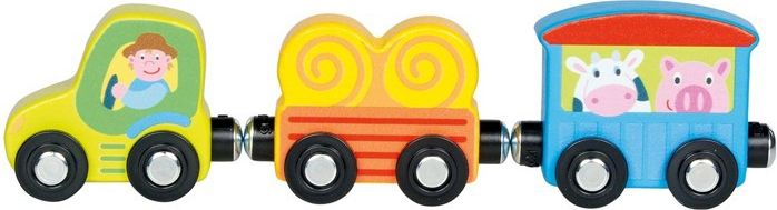 Vláčkodráha auta - Traktor s vagónky dřevěný (Goki) - obrázek 1