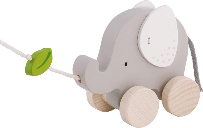 Tahací hračka - Slon s lístkem dřevěný (Goki) - obrázek 1