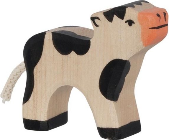 Holztiger - Dřevěné zvířátko, Kráva černá telátko menší - obrázek 1